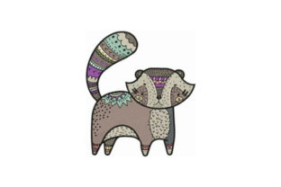 Charming Decorated Raccoon Embroidery Design