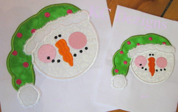 Charming Snowman Face with Green Hat Applique