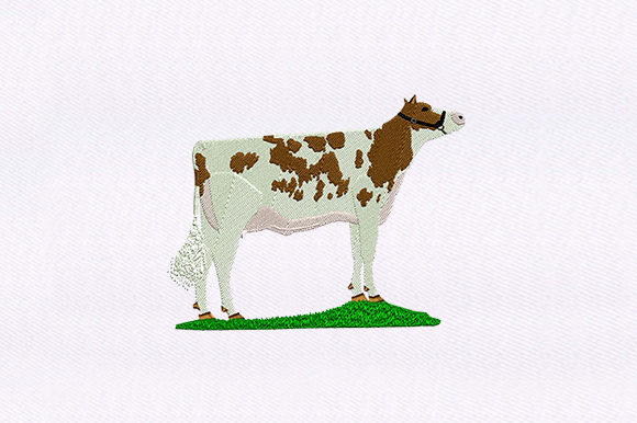 Charming Spotted Brown Cow Embroidery Design