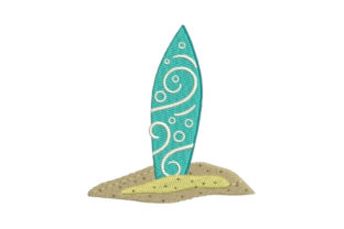 Cool Surfboard in Sand Embroidery Design