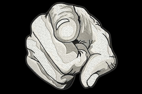 Finger Pointing Greyscale Drawing Embroidery