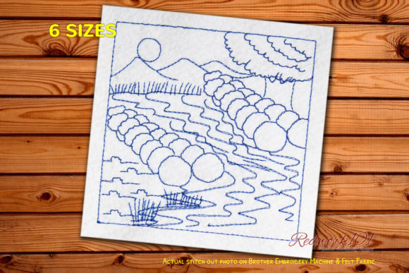 Floating River Lineart: A Versatile Embroidery Design