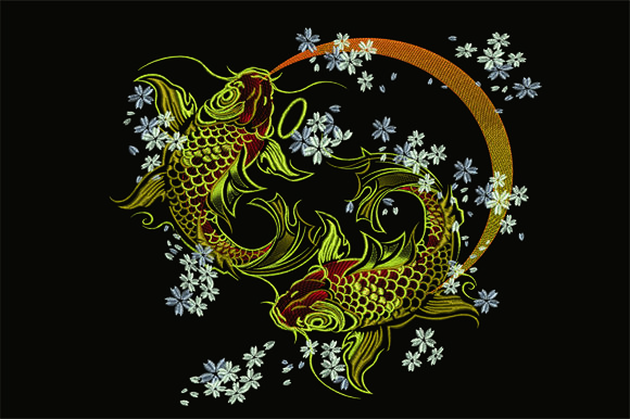 Gold Koi: A Festive and Elegant Embroidery Design