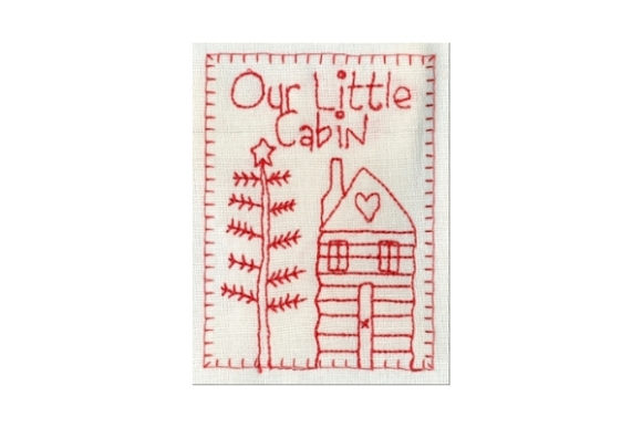 Our Little Cabin: A Charming Winter Embroidery Design