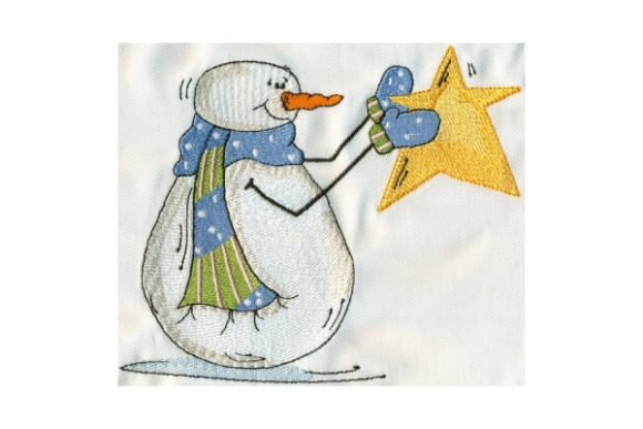 Sassy Holding Star Snowman: A Winter Embroidery Delight