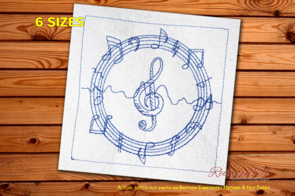 Sound Notes Bluework: A Melodic Embroidery Design