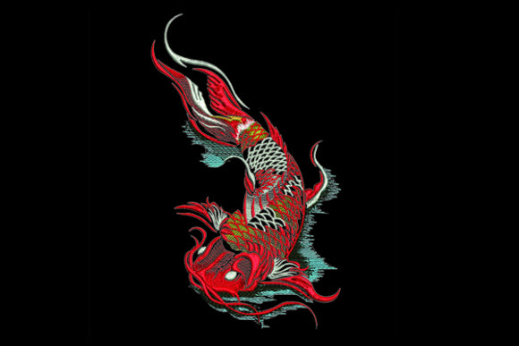 Stunning Koi Embroidery for Business Merch