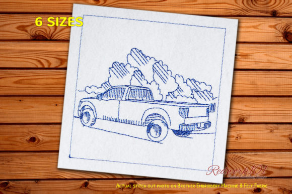 Truck Back Side View Lineart: A Rustic Embroidery Gem